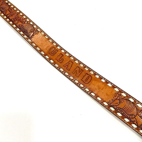 FORT WORTH LEATHER Armadillo Hand Tooled Belt - Picture 4 of 8